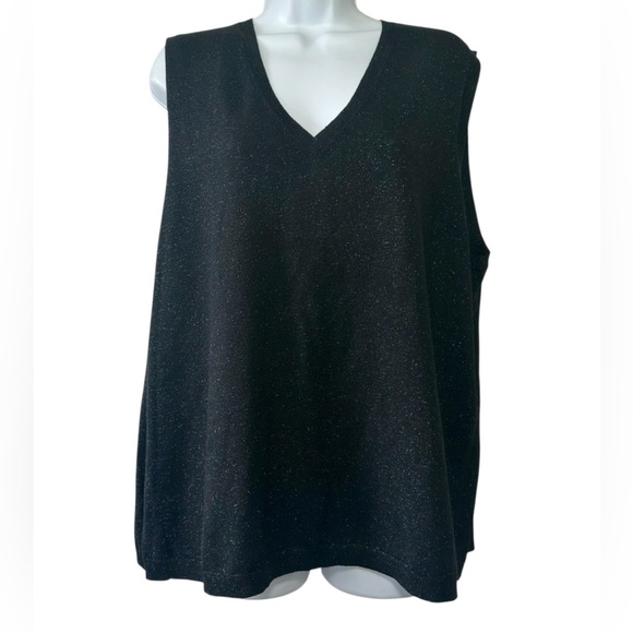 Dkny Tops - DKNY Women’s Shimmery Black Silk Blend Oversized Sleeveless V-Neck Top- Size 4